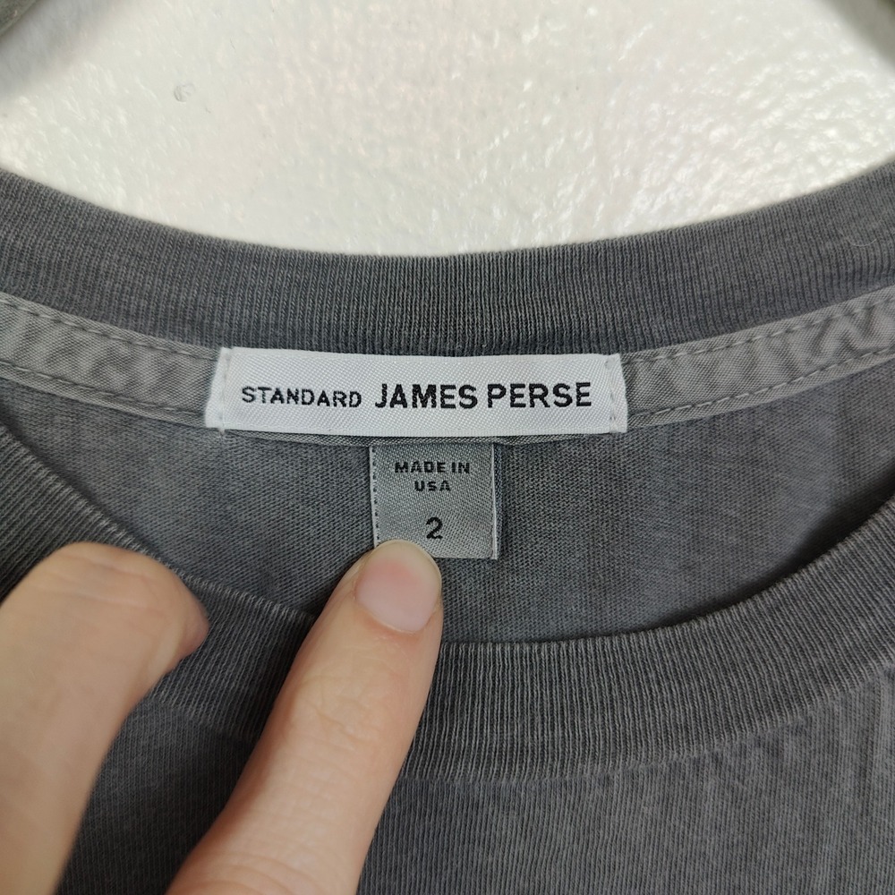 James Perse T-Shirt Mens 2 Medium Grey Hawaii Graphic Crew Neck Combed Cotton - Picture 7 of 10